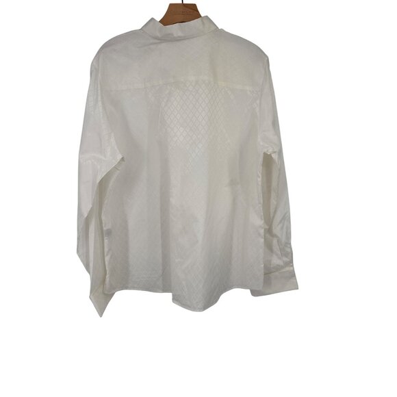 Foxcroft  Womens Wrinkle-Free Shaped Fit Blouse geo jacquard Size 18 carreer - Picture 2 of 4